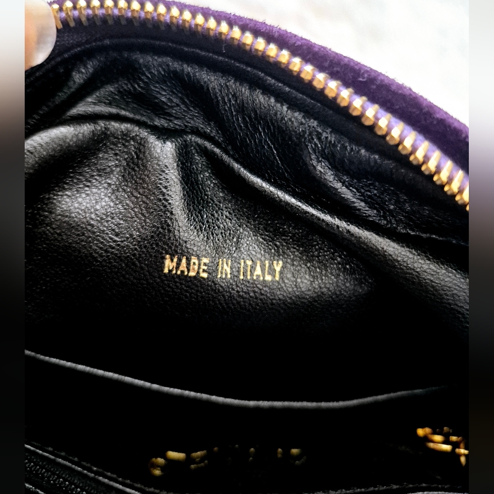 Vintage CHANEL Matelasse Velvet Purple Handbag - Picture 9 of 11